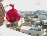 Unique Christmas Red Ball ornaments ~ Transparent Red Hanging Blown Glass Balls Interior Designs - Own&Adore Mystic Land Painted Creations - Handmade in Palestine