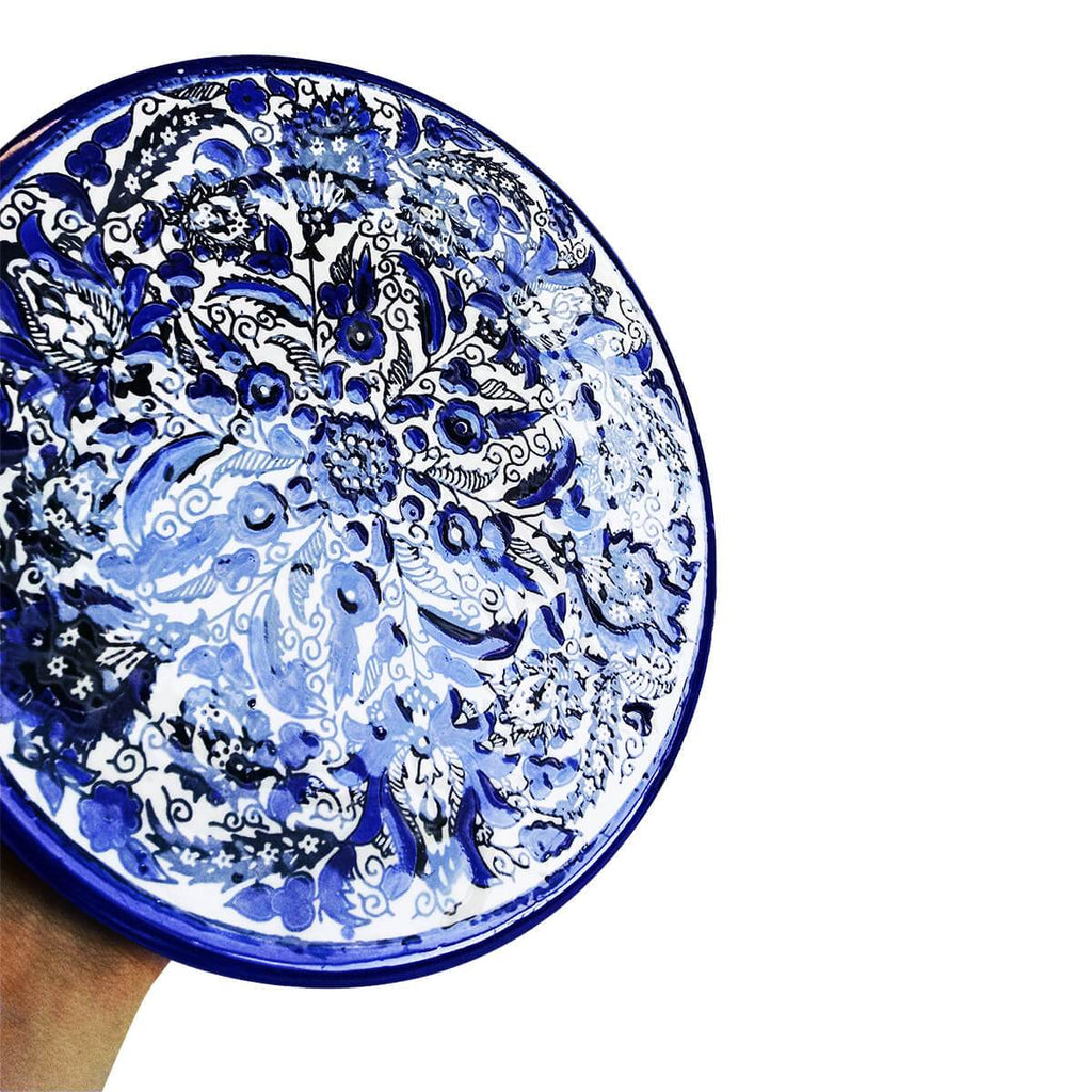 Worship Navy Blue Glazed Ceramic Plate Hebron Ceramics