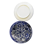 Floral Cobalt Blue White Plate Hebron Ceramic