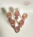 Own&Adore Mystic Land Painted Creations - Interior Glass Designs on lit Glass Shelves -  Lead Crystal Glassware - Wedding Glasses - Nolan's Roots - Pink Blush red and Golden juice glasses - Best Gift for Bride & Groom - Best gift for men