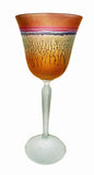 Magenta Red Rim Coupe , Violet, Golden Bronze Colored Lead Crystal Glass Stemware - Heart Promise Cocktail Glasses