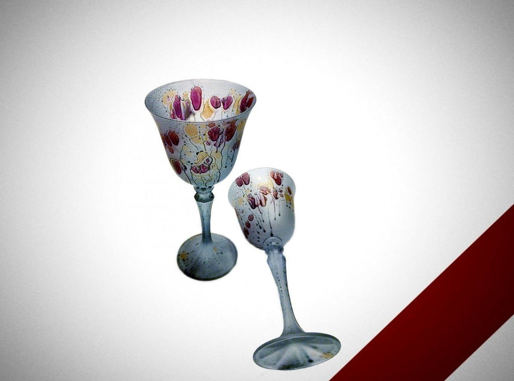 Hand Painted Stained Glass Martini Glasses 8 oz - Crystal Glass