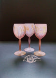 Crystal Stemware - Pink Stained Cut Crystal Glass Goblets _ Golden Streams ~ Hebron Glass