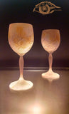 Crystal Stemware - Pink Stained Cut Crystal Glass Goblets _ Golden Streams ~ Hebron Glass