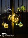 Ramadan Decor Hanging Crescents LED lights Blue, Green, Turquoise and Clear.