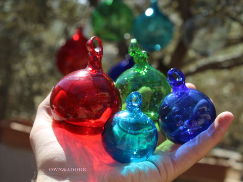 Hanging Blown Glass Orbs ~ INSIDE OUT Memory Balls