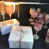 Fancy Red Pink Glass Stemware ~ Love Streams