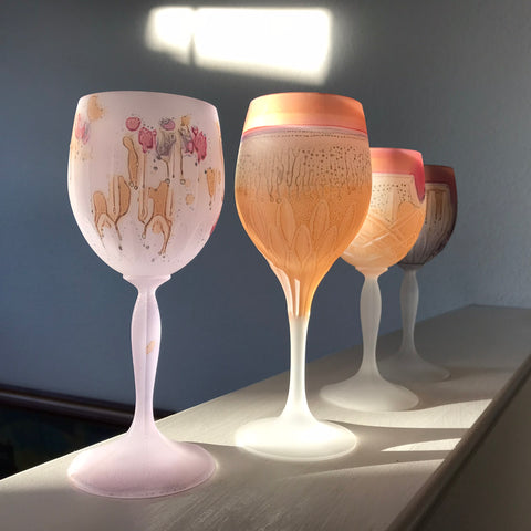 Personalized Goblets ~ Red Pink Crystal Stemware - Hebron Glass