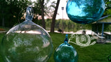 Colorless Clear Blown Glass Witch Ball-  Turquoise Transparent Blown Glass Sphere~ INSIDE OUT Memory Ball - Hebron Glass