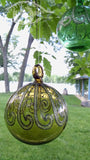 Unique Blown Glass Christmas Ball Ornaments -  Glittered Transparent Bronze Blown Glass Sphere~ INSIDE OUT Memory Ball - Hebron Glass