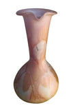  longdesc="Small Pink and Silver Shimmering Blown Glass Vase ~ The Hand on Hip ~ an eagle beak like tip at the rim for easy pouring of oils, water etc. Long neck , inflated round body, and handle stretches from upper section of rim and down to midsection 
