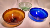 Blown Glass - Set Of 3 Hand Blown Glass Spectrum Bowls