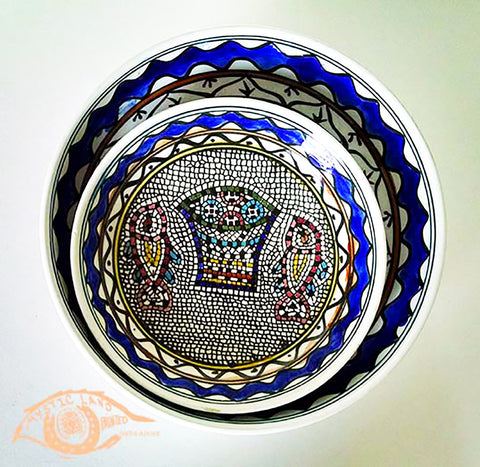 Ceramic Bowls - Set Of 3 Bread & Fish Of Jesus Bowls