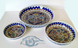 Ceramic Bowls - Set Of 3 Large Colored Bouquet Bowls