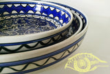 Ceramic Bowls - Set Of 3 Large Navy Blue & White Bowls