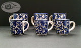 Navy Blue White Floral Mugs