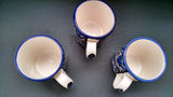 Navy Blue White Floral Mugs