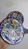 Turquoise Yellow Blue Red flat Glazed Ceramic Plates - Set of 6 glazed colorful ceramic plates Palestinian handmade Eid serving ware