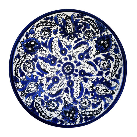 Floral Cobalt Blue White Plate Hebron Ceramic