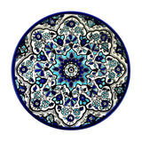 Blue Turquoise White Kaleidoscope Flowers Ceramic Plate