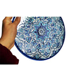 Blue Turquoise White Kaleidoscope Flowers Ceramic Plate