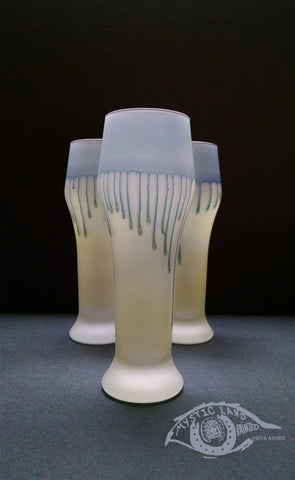 3 Nouveau Hebron Creamy Silver Rimmed Long Glass Cups Art