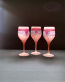 Jupiter Rings ~ Hebron Glass Art ~ Pink Stemware