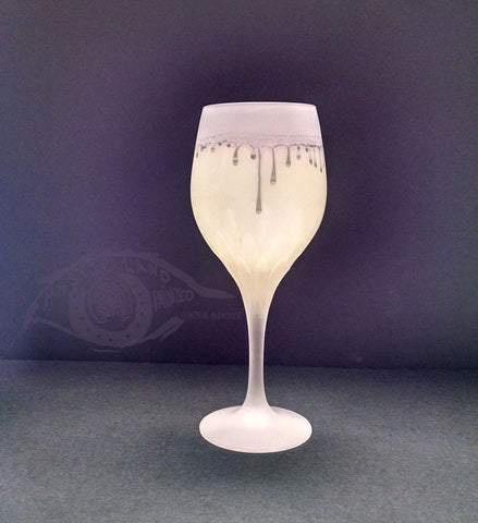 Creamy Silver rim Cut Lead Crystal Stemware - Galaxy Love. Own&Adore Mystic Land Painted Creations. Palestinian Hebron Glass 