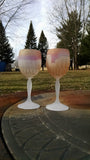 Crystal Stemware - Love Fangs ~ 2 Hot Love Red rim Bronze cut crystal glass goblet permanent hand luster colored frosted crystal stemware romantic gifts high quality french hebron glass