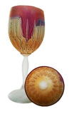 Crystal Stemware - Love Fangs ~ 2 Hot Love Red rim Bronze cut crystal glass goblet permanent hand luster colored frosted crystal stemware romantic gifts high quality french hebron glass