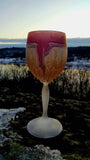 Crystal Stemware - Love Fangs ~ 2 Hot Love Red rim Bronze cut crystal glass goblet permanent hand luster colored frosted crystal stemware romantic gifts high quality french hebron glass
