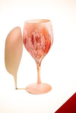 Lead Glass Cut Crystal Stemware - Love Streams ~ Frost Painted with a Light Pink Background and Splashes of Magenta. Best Interior Design with Light & glass Shelves. Own&Adore Mystic Land Painted Creations.