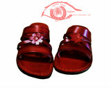 Jarusalem Sandal - Flower Slip On - Wide Leather Straps Slipper