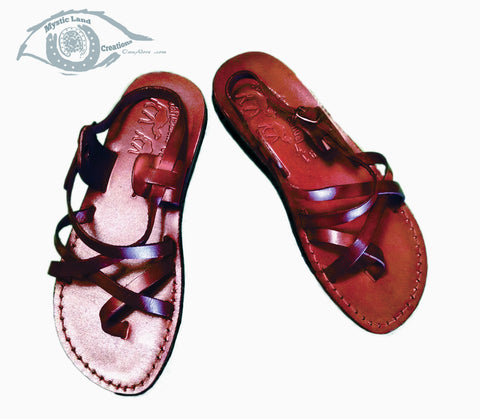 Jerusalem Sandal - Sandalias Jesus Toe Loop Con Cintas Y Hebillas