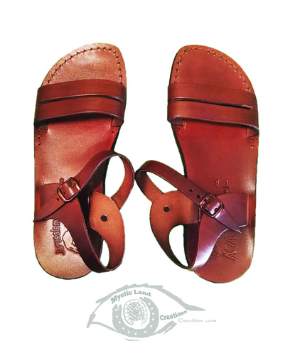 Jerusalem Sandal - Strappy Buckle Real Leather Sandals Sizes In Cm