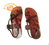 Jerusalem Sandal - Strappy Buckle Toe Loop Leather Sandals Sizes In Cm