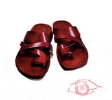 Jerusalem Sandal - Zapatillas De Cuero Toe Loop Con Cintas