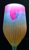 Tulip Glass - Caramel Love - Red Rim Retro Tulip Shaped Stemware _ MysticLandPainted - Hebron Glass - Palestinian Arts