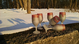 Lipstick Love ~ Set of 6 Tulip Shaped Red Rimmed Silver Stained Glass Stemware ~ Hebron Glass Palestinian arts ~ MysticLandPainted