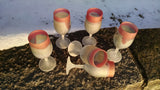 Lipstick Love ~ Set of 6 Tulip Shaped Red Rimmed Silver Stained Glass Stemware ~ Hebron Glass Palestinian arts ~ MysticLandPainted