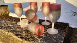Lipstick Love ~ Set of 6 Tulip Shaped Red Rimmed Silver Stained Glass Stemware ~ Hebron Glass Palestinian arts ~ MysticLandPainted