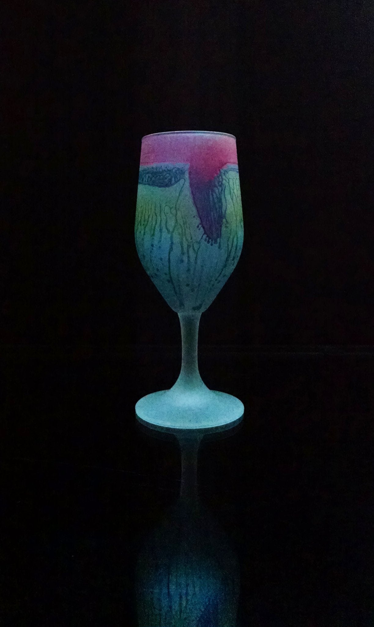 Melon Pink Tulip Stemware | Reuven Glass Art Blue Pink