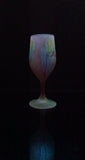 Own&Adore Mystic Land Painted _ Love Streams drinking glass Tulips have a frosted body Stained with a Velvety Blush base, and splashed with streams of steel blue, yellow and dark Pink. The Coloring Pigment and the Frost, are a permanent part of the atomic structure of the glass. Lights up with Light ...a Shimmering Elegance.