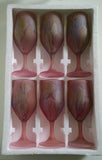 Own&Adore Mystic Land Painted _ Love Streams drinking glass Tulips have a frosted body Stained with a Velvety Blush base, and splashed with streams of steel blue, yellow and dark Pink. The Coloring Pigment and the Frost, are a permanent part of the atomic structure of the glass. Lights up with Light ...a Shimmering Elegance.